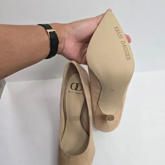 Kelsi Dagger Women’s Suede High Heel Pumps Size 6.5 Beige Nude Leather Shoes - Picture 10 of 11